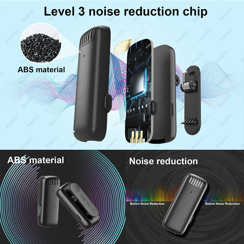 話筒Wireless Lavalier Microphone Mini Portable Noise Reduction Audio Video Recording Microphone For iPhone Android With Charging Box