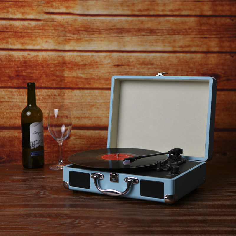 唱片機RU Fast Delivery Vintage Portable Phonograph 33 45 78RPM Turntables Vinyl LP Record Phono Player Gramophone Built-in Speaker