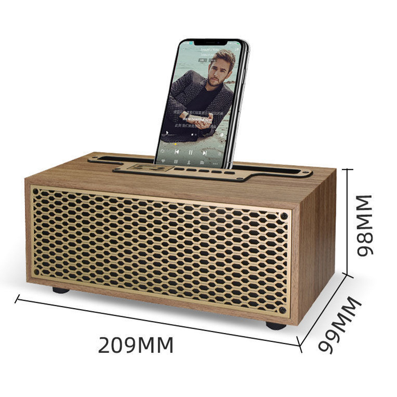 木製音箱复古木纹蓝牙音箱TWS无线家用低音炮户外便携收音机礼品立体声手机支架音箱