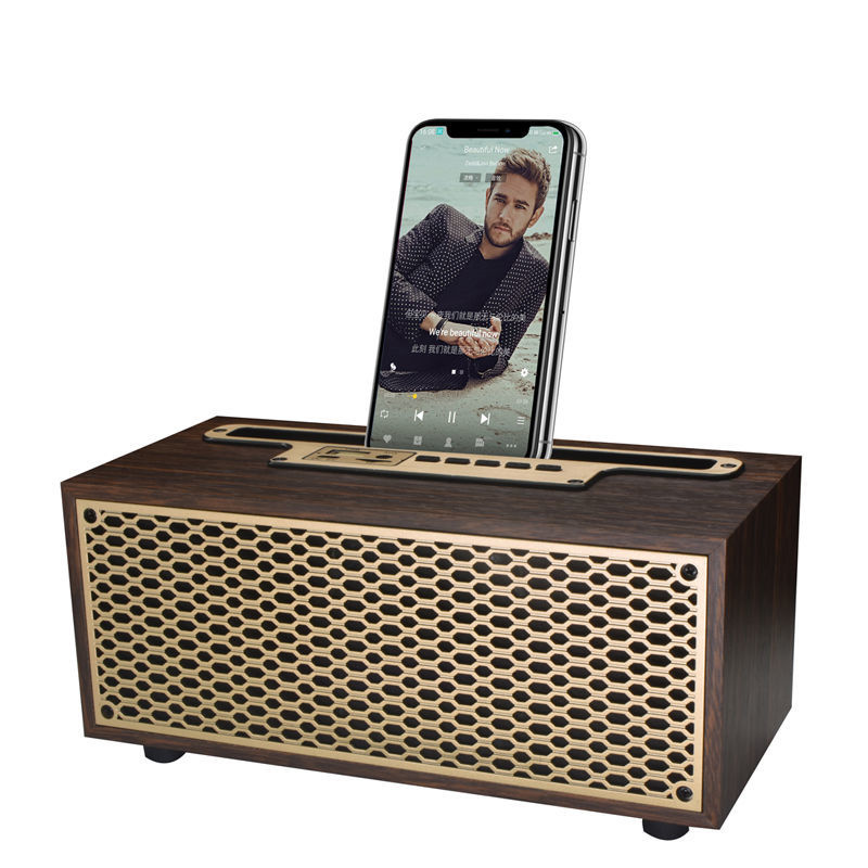 木製音箱复古木纹蓝牙音箱TWS无线家用低音炮户外便携收音机礼品立体声手机支架音箱