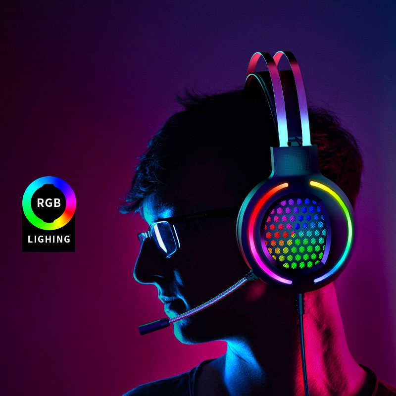 有綫耳機BENTOBEN 有线游戏耳机 7.1 环绕声立体声耳机 USB 麦克风呼吸 RGB 灯适用于 PC 游戏玩家耳机