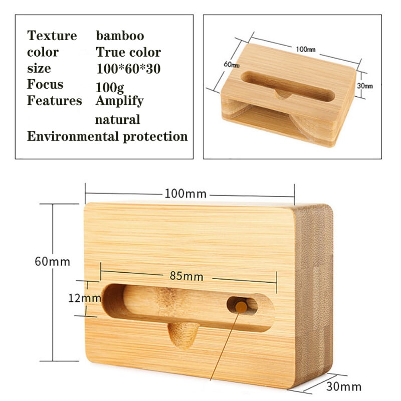 木製音箱手机扬声器支架竹声音放大器扬声器适用于 iPhone 木制支架木制电话配件