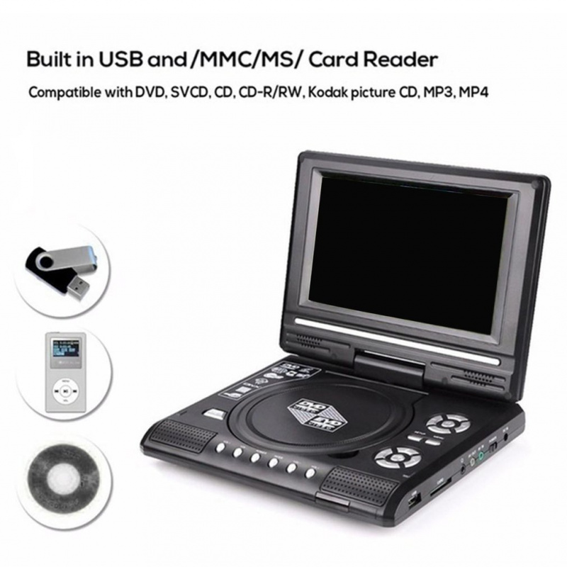影碟機新型 DVD 播放器汽车多媒体系统 7.8 英寸屏幕播放器便携式高清 Vcd Mp3 Dvd Usb 带电视 FM USB