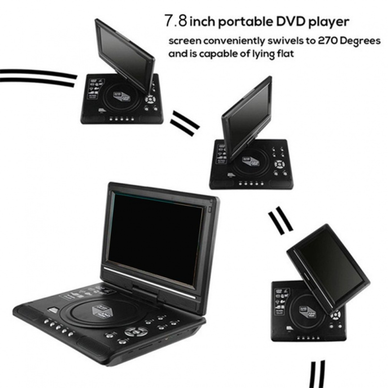 影碟機新型 DVD 播放器汽车多媒体系统 7.8 英寸屏幕播放器便携式高清 Vcd Mp3 Dvd Usb 带电视 FM USB