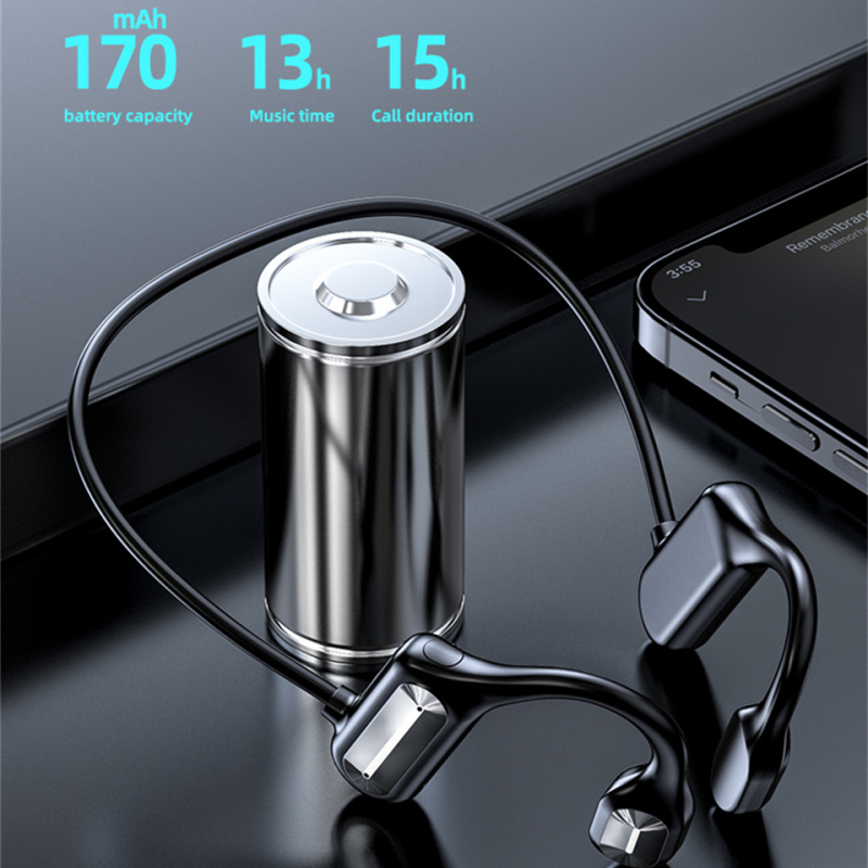 骨傳導耳機2022 新款无线骨传导耳机运动防水耳挂蓝牙 5.2 耳机带麦克风适用于 Android IOS