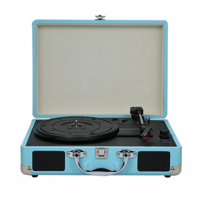 留聲機RU Fast Delivery Vintage Portable Phonograph 33 45 78RPM Turntables Vinyl LP Record Phono Player Gramophone Built-in Speaker