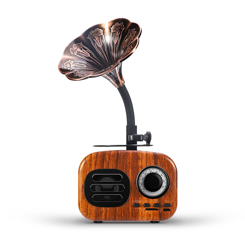 木製音箱藍牙音箱復古木質便攜箱無線迷你音箱戶外音響系統 TF FM 收音機音樂 MP3 低音炮