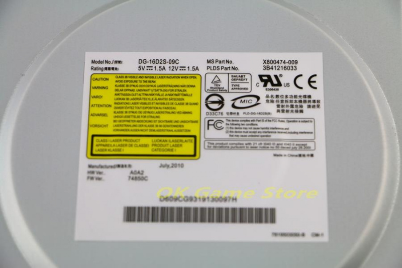影碟機1 件 CD DVD 光驱 CD DVD 播放器阅读器 DG 16D2S DVD 驱动器适用于 Xbox 360 Xbox 360 Slim DG-16D2S X800474-009