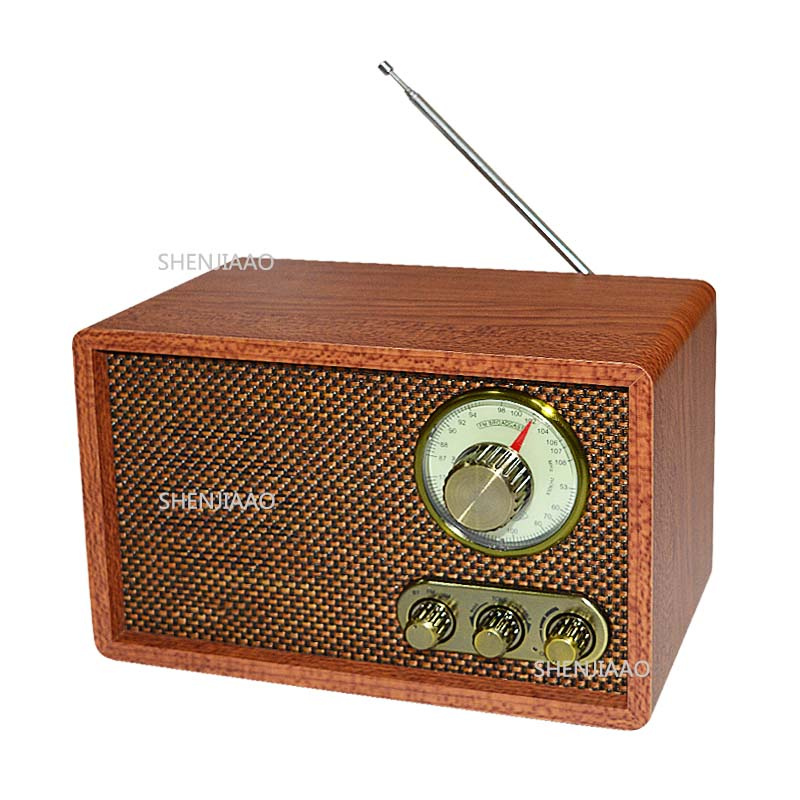 木製音箱復古台式收音機調頻 調幅藍牙收音機兩個雙頻仿古木質老式半導體家用音箱