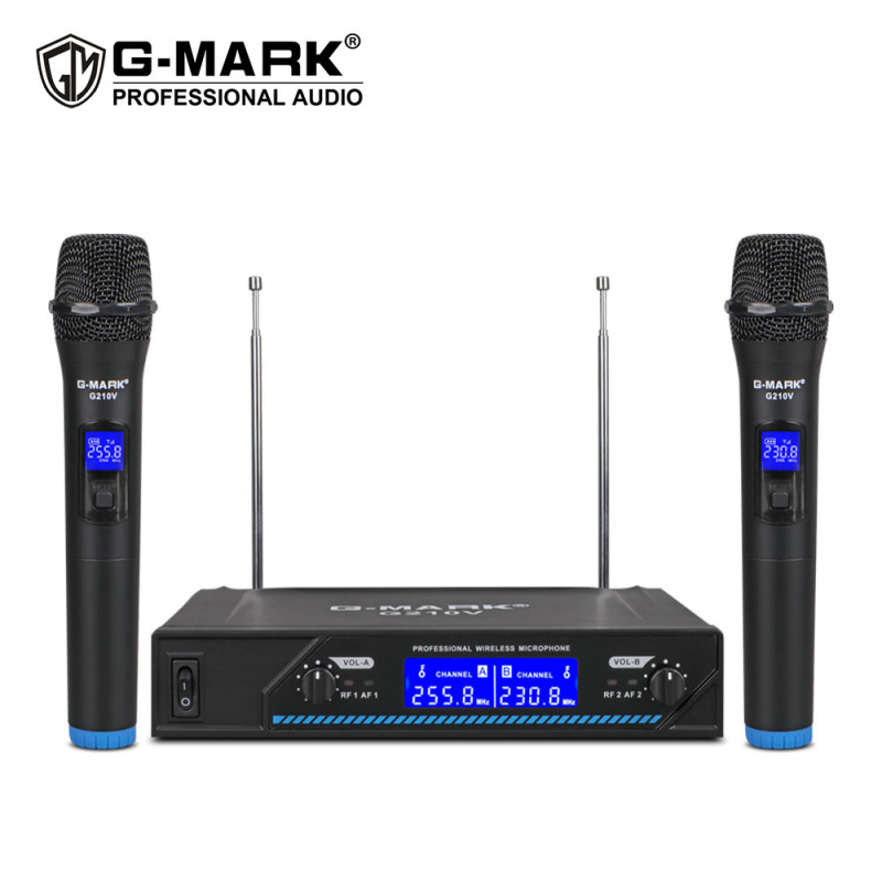 話筒无线麦克风 G-MARK G210V 2 通道 VHF 专业手持麦克风适用于派对卡拉 OK 教堂演出会议