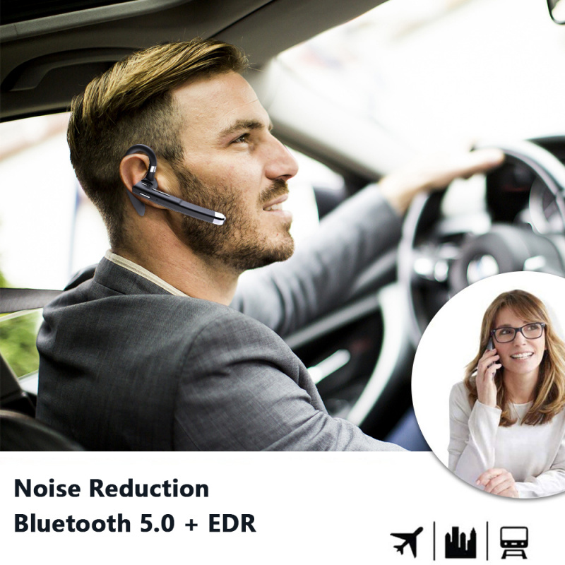 車載免提耳機藍牙耳機車載商務款無線運動耳機免提通話耳機左右耳兩用帶麥克風