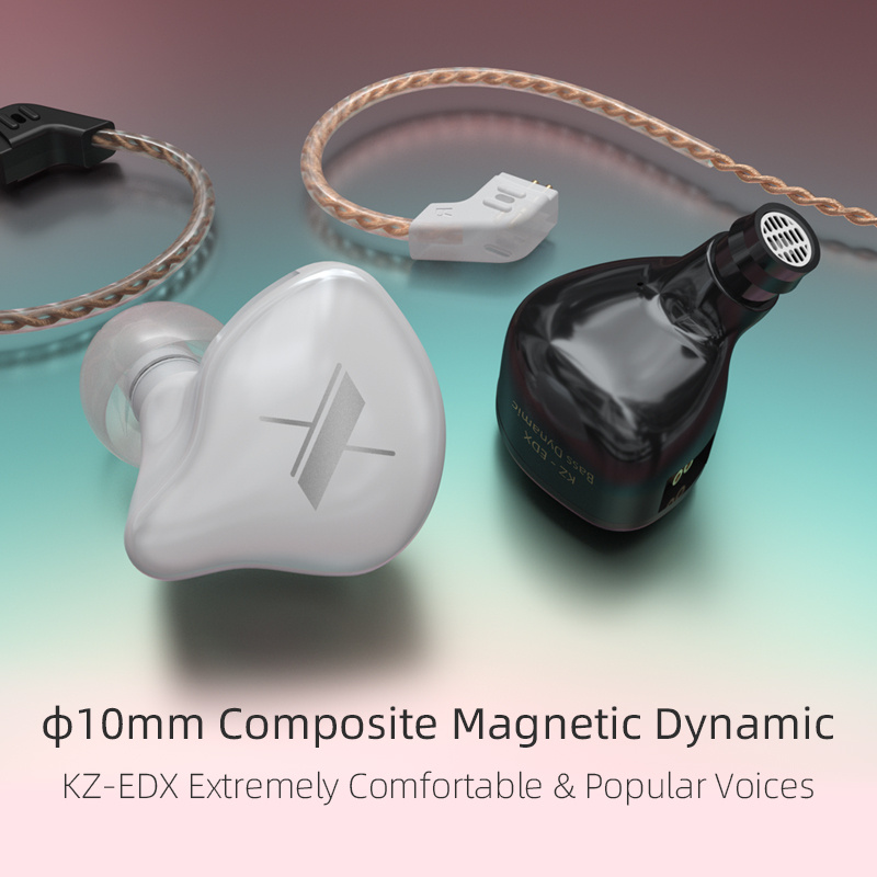 有綫耳機KZ EDX Crystal Color 1DD HIFI 低音耳塞入耳式監聽耳機運動降噪耳機