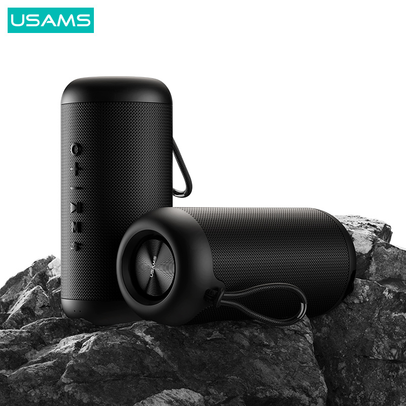 藍牙音箱USAMS Portable Outdoor IPX6 Waterproof Wireless Speaker Bluetooth 5.0 Compatible Speaker  Powerful High Outdoor Bass TF FM Radio