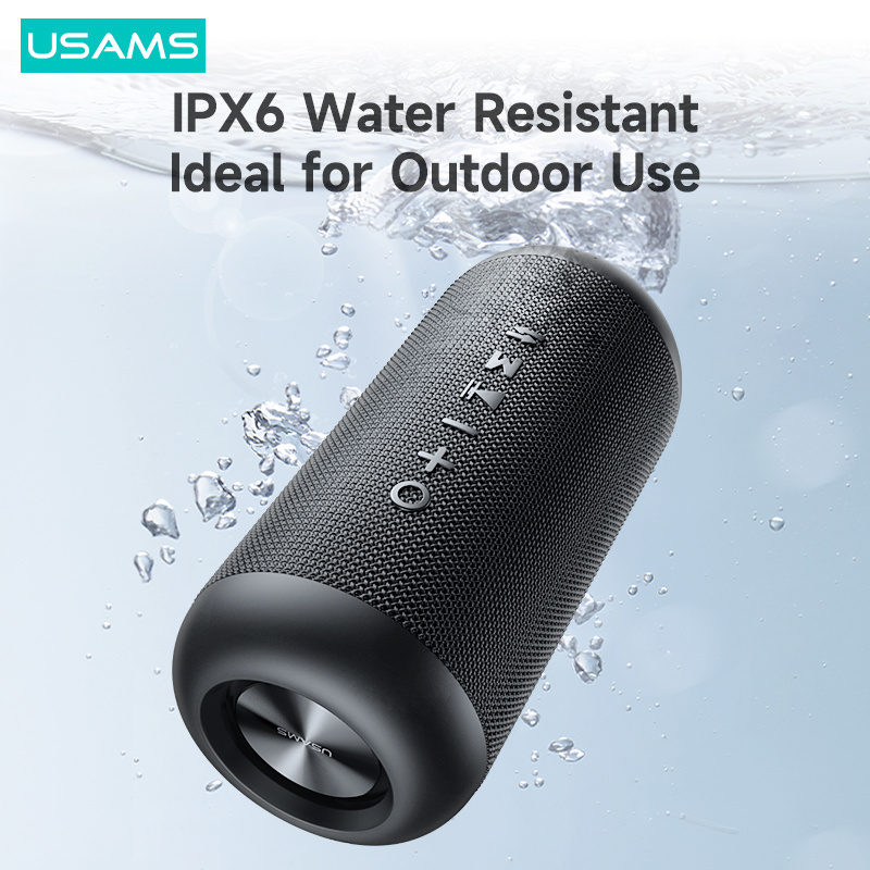 藍牙音箱USAMS Portable Outdoor IPX6 Waterproof Wireless Speaker Bluetooth 5.0 Compatible Speaker  Powerful High Outdoor Bass TF FM Radio
