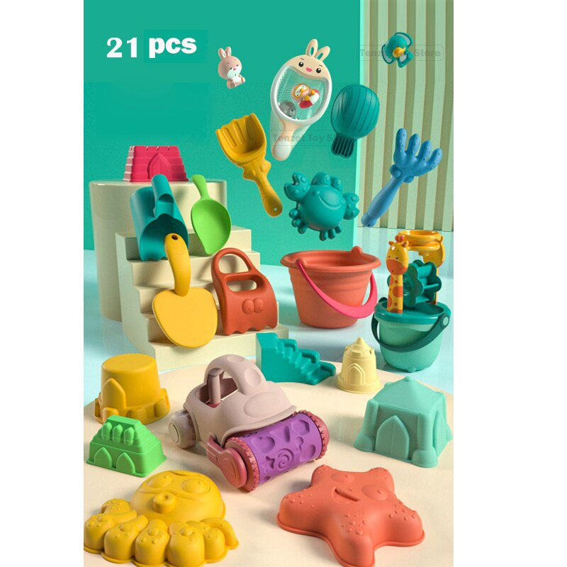 沙灘玩具夏季沙滩玩具儿童动物模型海边沙滩玩具挖沙工具带铲子水游戏玩游泳沐浴玩具