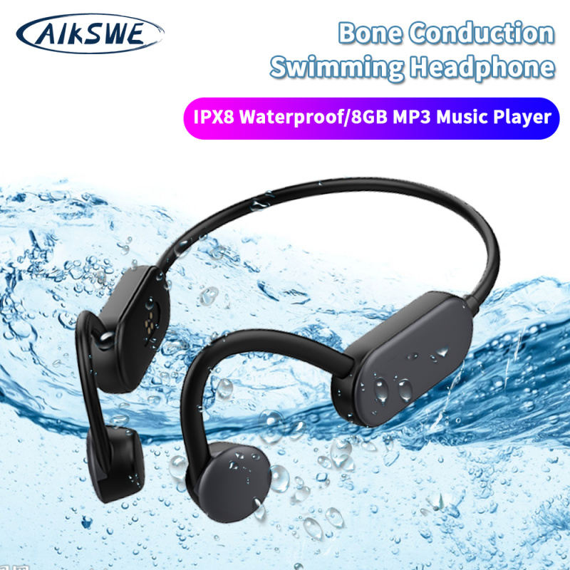 骨傳導耳機AIKSWE Bone Conduction Swimming Earphones 8GB IPX8 Waterproof Bluetooth Wireless Headphone MP3 Music Player Diving Sport Headset