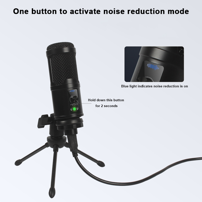 話筒USB 電容式麥克風專業錄音 PC 麥克風，帶可調節支架，用於卡拉 OK 視頻遊戲流媒體 Mikrofon