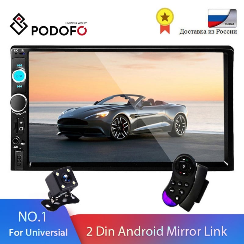 收音機Podofo 2 din Car Radio 7  HD Autoradio Multimedia Player 2DIN Touch Screen Auto audio Car Stereo MP5 Bluetooth USB TF FM Camera