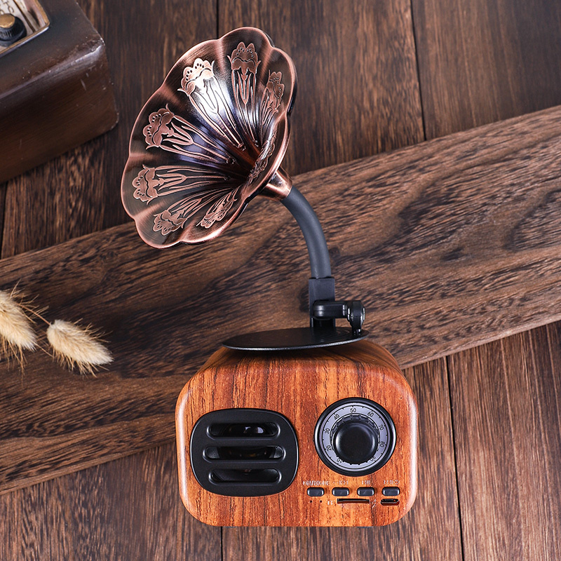 復古音箱藍牙音箱復古木質便攜箱無線迷你音箱戶外音響系統 TF FM 收音機音樂 MP3 低音炮