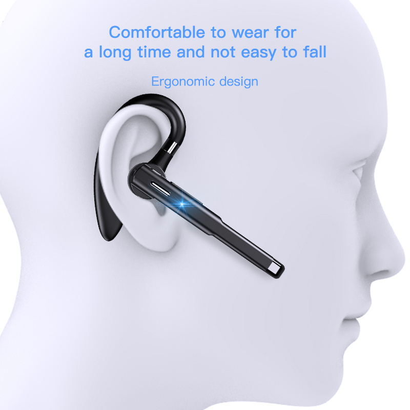 領夾耳機藍牙耳機 5.1 耳機立體聲免提降噪無線商務耳機帶高清麥克風適用於所有智能手機
