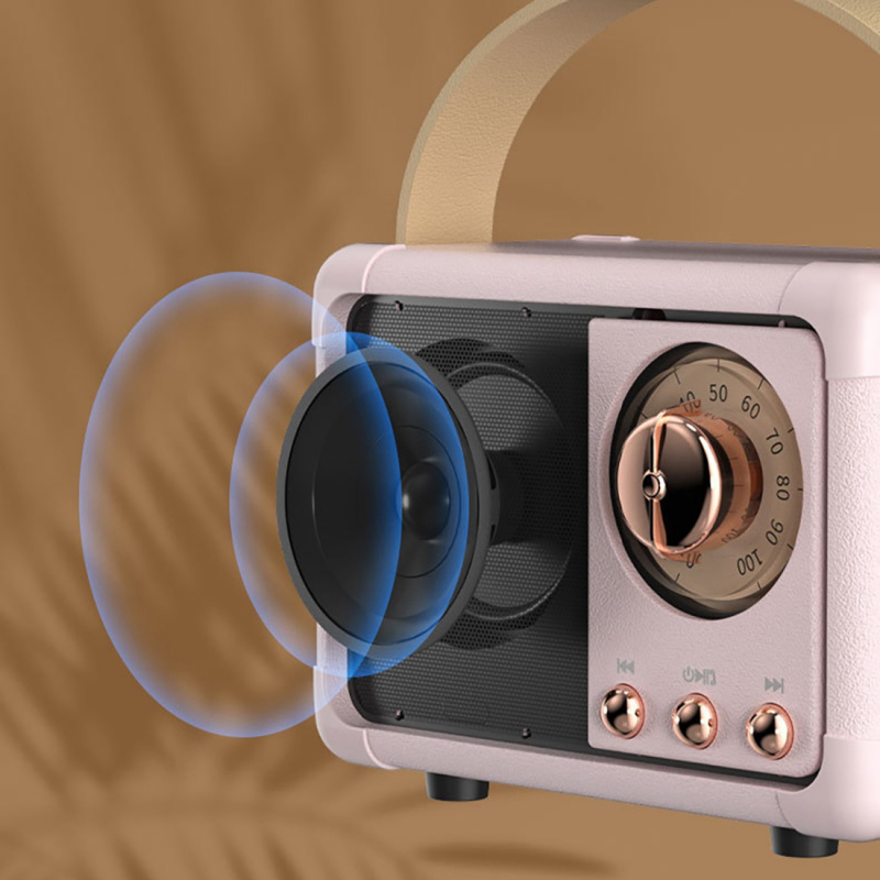 復古音箱HM11智能藍牙音箱便攜智能收音機USB低音炮復古藍牙音箱白色