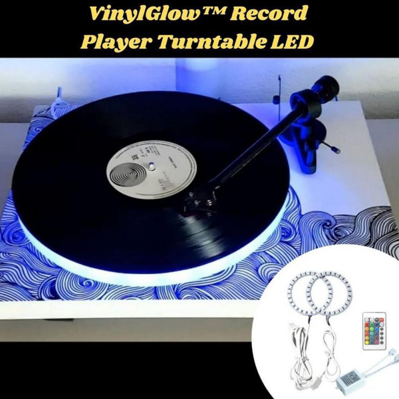 唱片機1SET Standard-60 80mm VinylGlow 電唱機轉盤鍵唱片 A4D6 裝飾播放機 LED RGB24 G7Z9