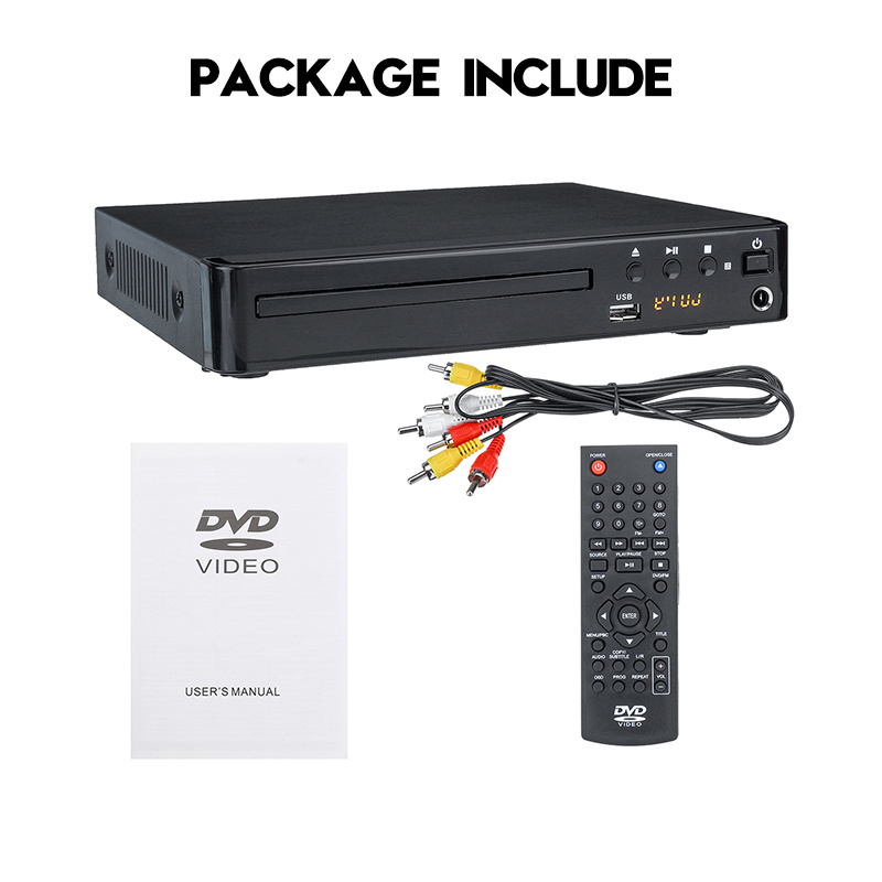 影碟機高清 1080P 帶 AV 電纜媒體 DVD 播放器用於電視音樂 5.1 環繞聲娛樂 USB 兼容所有區域免費家庭電影