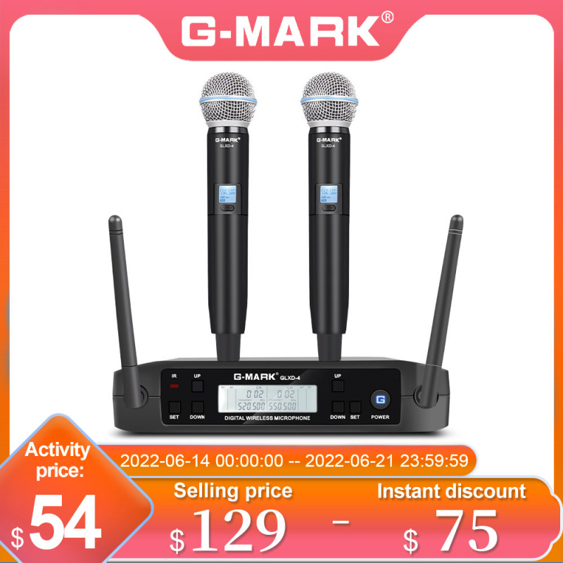 話筒Microphone Wireless G-MARK GLXD4 Professional UHF System SM58 Handheld Mic For Stage Speech Wedding Show Band Home Pa