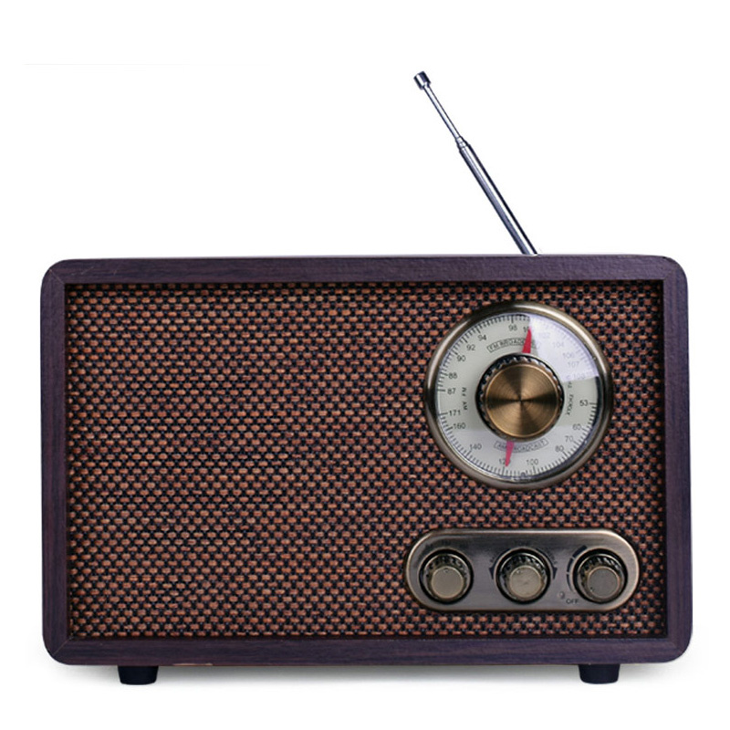 復古音箱復古台式收音機FM AM藍牙收音機二雙雙頻仿古木質老式半導體家用音箱