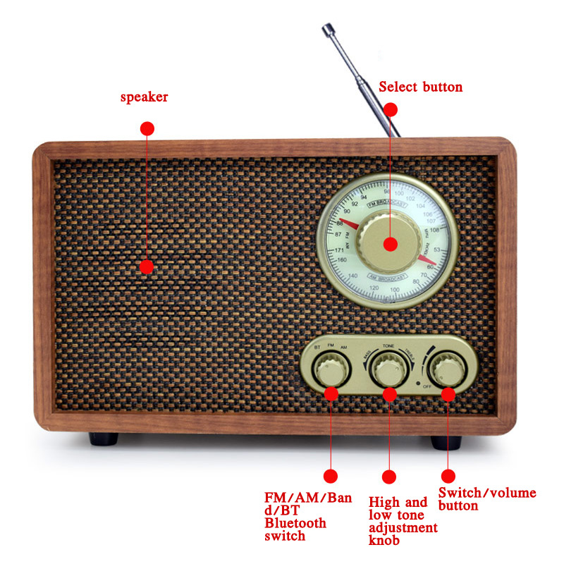 復古音箱復古台式收音機FM AM藍牙收音機二雙雙頻仿古木質老式半導體家用音箱