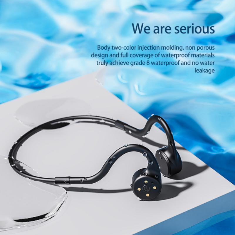 骨傳導耳機聯想 X5 骨傳導耳機 IPX8 防水游泳潛水耳機帶麥克風內置存儲 8G MP3 播放器
