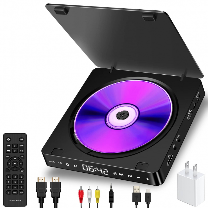 影碟機便攜式 CD 播放器 USB 閃存驅動器播放器 小型防跳 DVD CD 播放器 多功能播放器 用於電視投影儀 學校用品