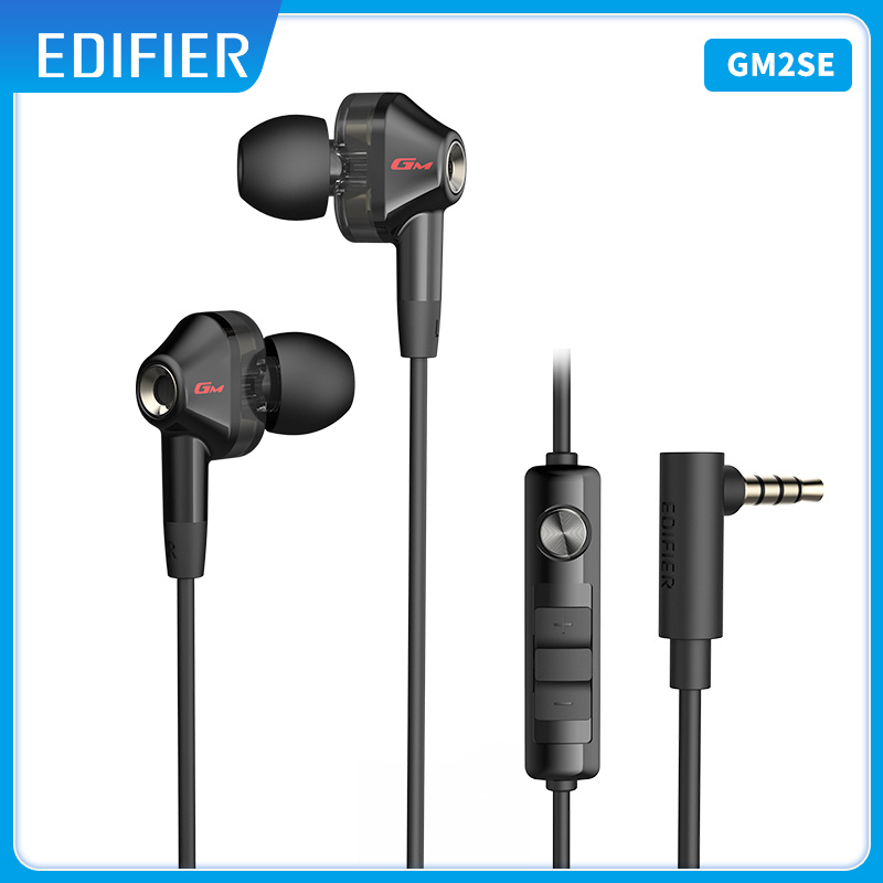 有綫耳機EDIFIER HECATE GM2SE 有線耳機遊戲耳機雙單元深低音帶降噪麥克風有線控制