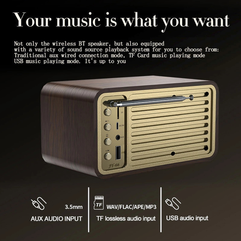 復古音箱Wooden Bluetooth-Compatible 5.0 Speaker Retro Classic Soundbox Stereo Surround Super Bass Subwoofer AUX FM Radio Fo