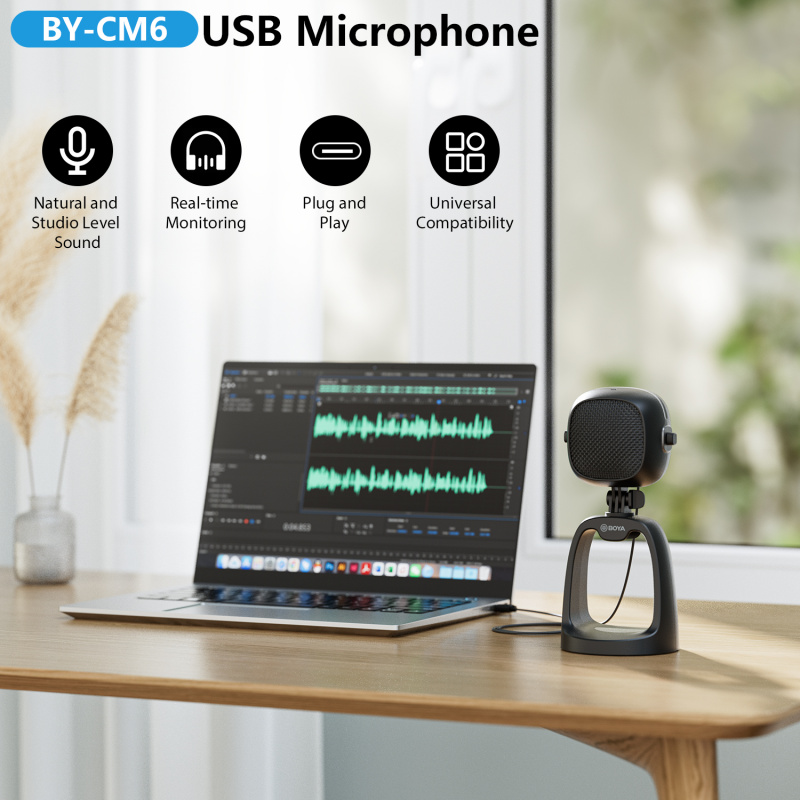 話筒BOYA BY-CM6 專業電容台式USB麥克風麥克風適用於PC電腦手機YouTube錄音播客工作室博主