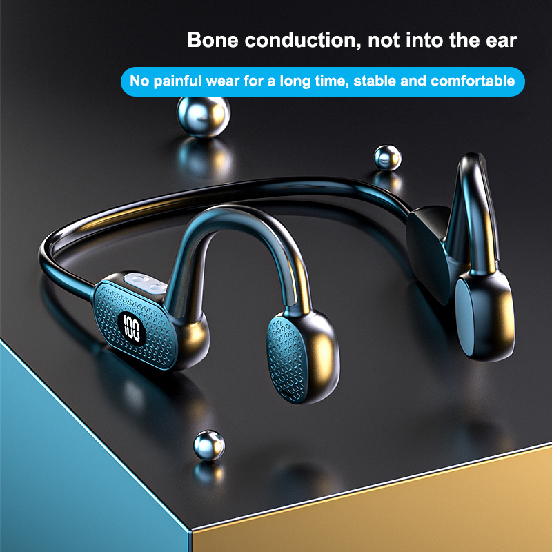 骨傳導耳機2022 Wireless Sports Earphone Bone Conduction Headset Ear Hanging Type Electric Quantity Display Button Waterproof Headphone