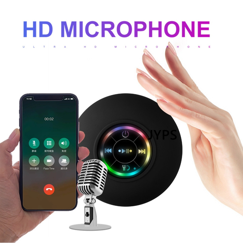 藍牙音箱Waterproof Bluetooth Speaker Bathroom Radio Wireless Shower Speaker Black, with Microphone, RGB light, Support TF card FM radio