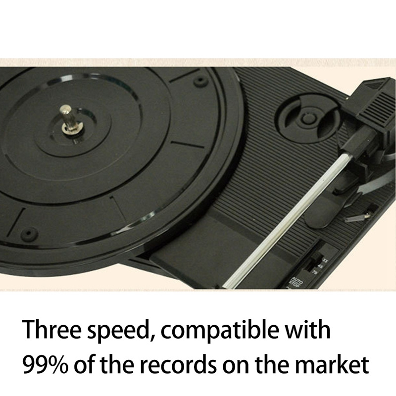 唱片機全新木色唱片復古播放器便攜式音頻留聲機轉盤唱片乙烯基音頻 RCA R L 3.5 毫米輸出-歐盟插頭