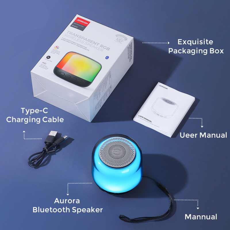 藍牙音箱Joyroom Mini Speaker Bluetooth LED Light Bluetooth Speaker Wireless 3D Stereo Home Teather Sound Portable Bluetooth Speaker