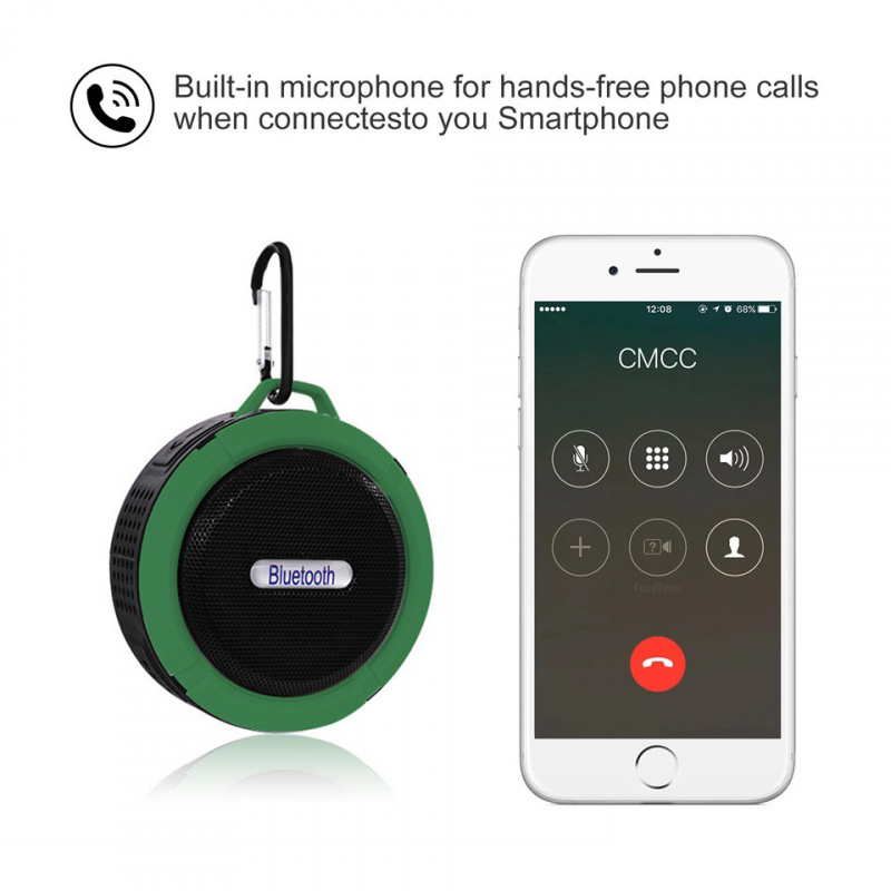 防水音箱Waterproof Bluetooth Shower Speaker Black Cute Wireless Sound box For Bathroom Outdoor Ride, with Microphone S