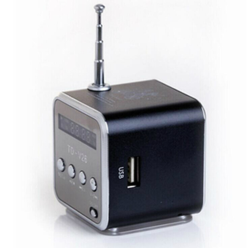 收音機TD-V26 迷你收音機接收器帶 USB 便攜式揚聲器帶調頻收音機數字 PC 電話 Mp3 音樂播放器支持微型 SD 卡