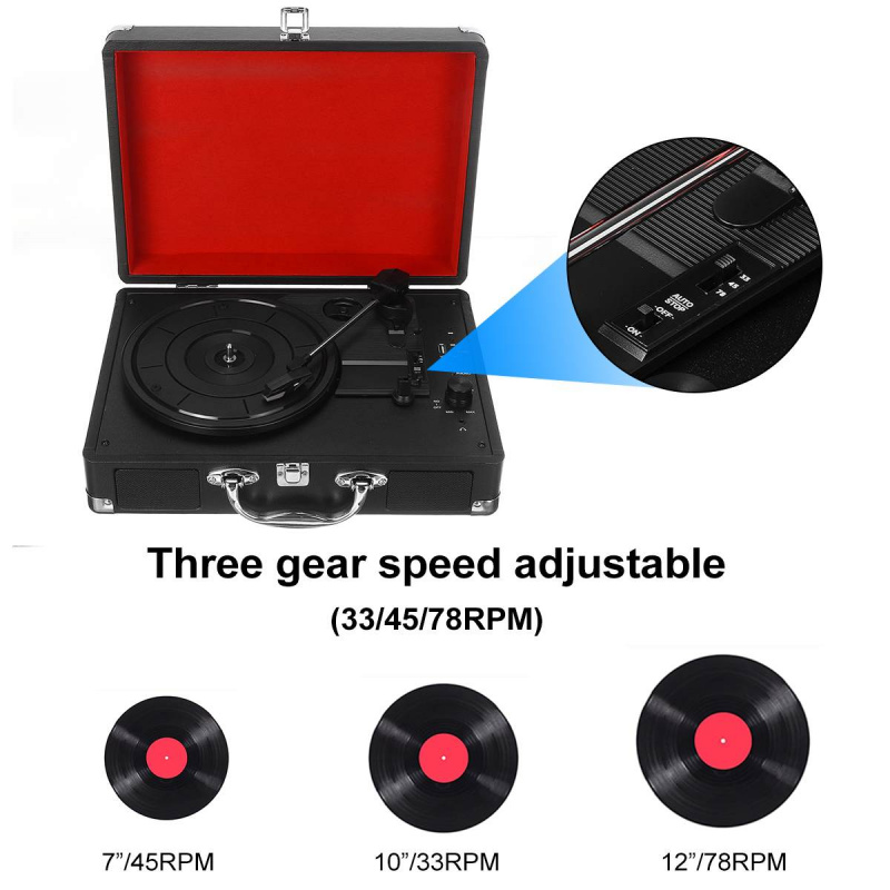 留聲機復古留聲機轉盤便攜式手提箱電唱機 3 速輔助 MP3 電唱機帶揚聲器 33 45 78 RPM 藍牙