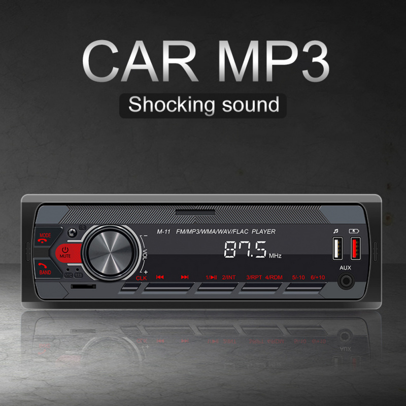 收音機1 DIN 車載收音機立體聲播放器藍牙兼容 AUX 內置數字車載 MP3 音樂遙控播放器 FM 音頻手機免提