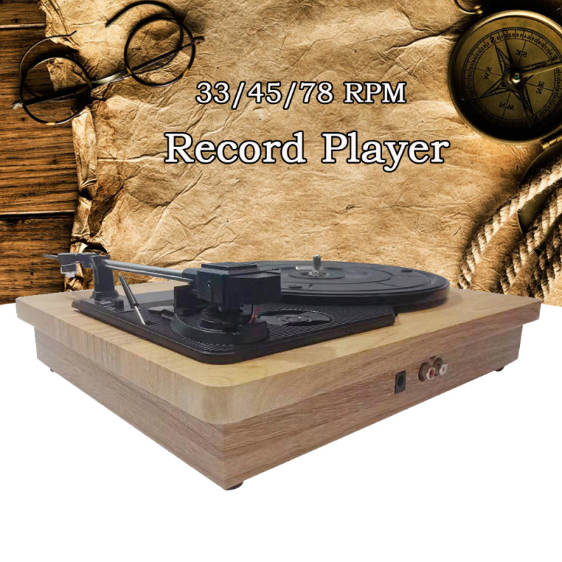留聲機33 45 78 RPM 電唱機古董留聲機轉盤唱片乙烯基 RCA 耳機插孔木色便攜式留聲機揚聲器
