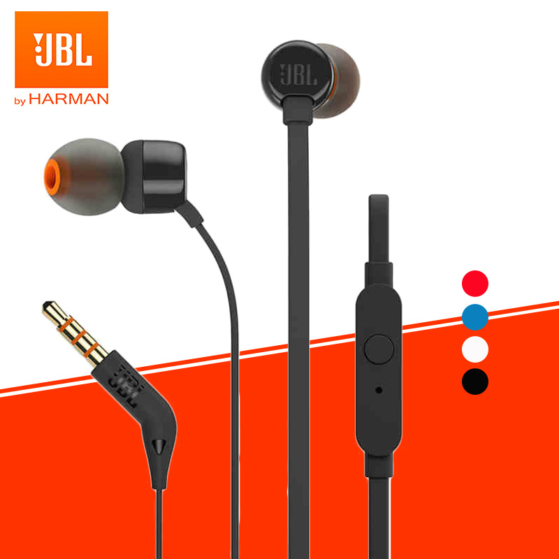 有綫耳機JBL T110 3.5 毫米有線耳機立體聲音樂深低音耳塞 TUNE110 耳機運動耳機線控免提帶麥克風