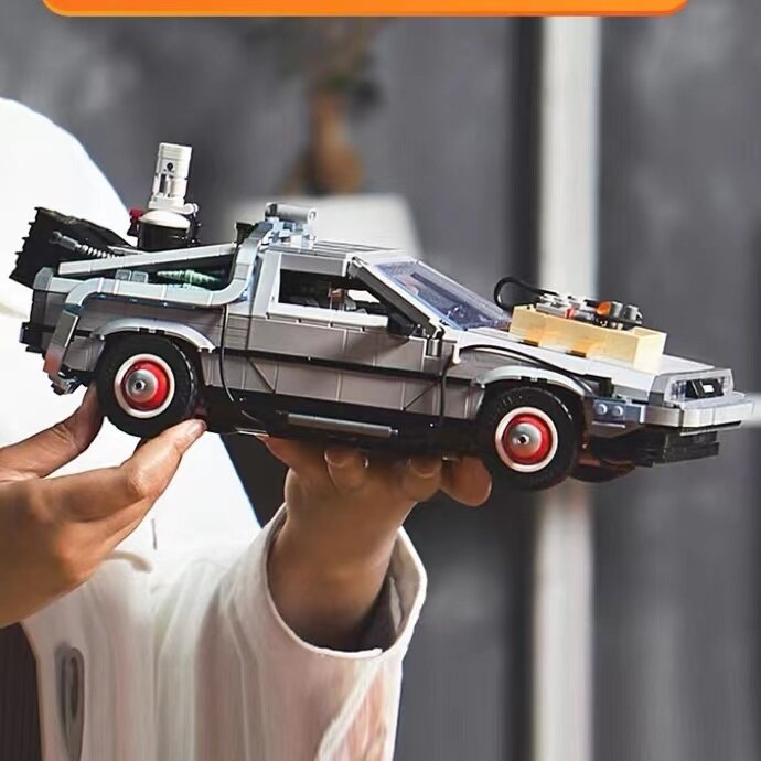 回力玩具2022 全新回到未來時間機器超級跑車兼容 10300 模型積木塊自鎖積木兒童玩具