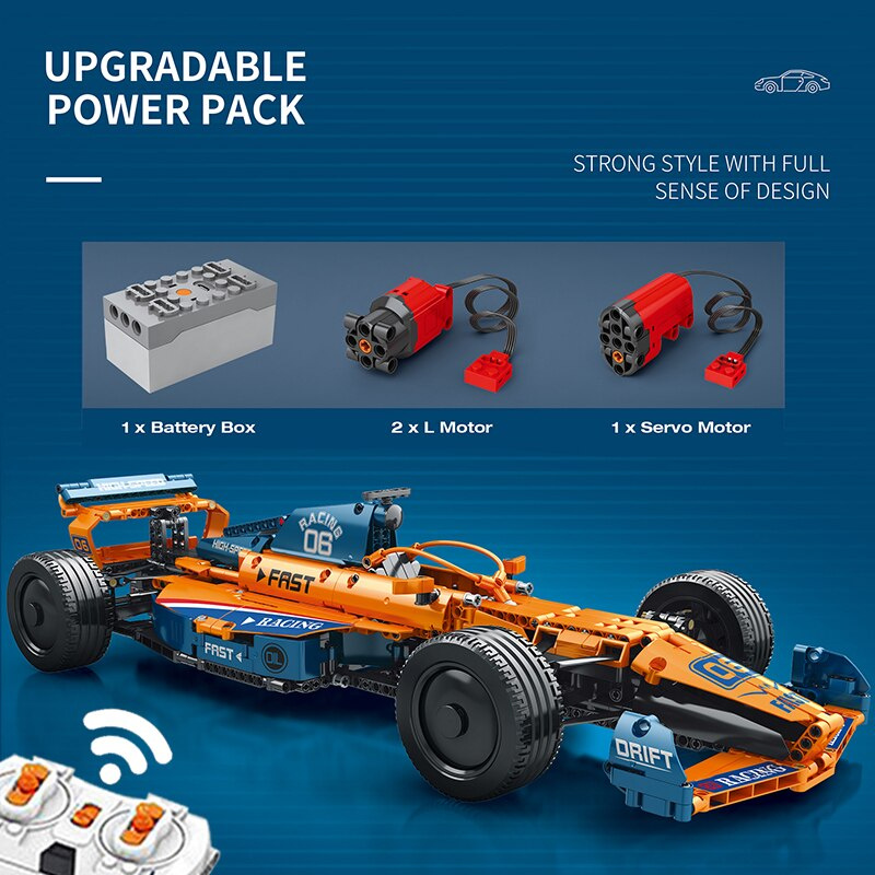 模型玩具Reobrix 928PCS F1 技術汽車建築模型積木賽車兼容競賽跑車磚跑車積木速度漂移玩具