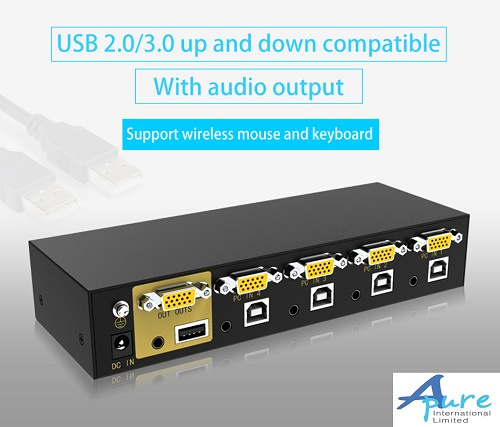 eKL-41U ( 4位PS/2-USB VGA/音訊 KVM多電腦切換器USB分享器 )