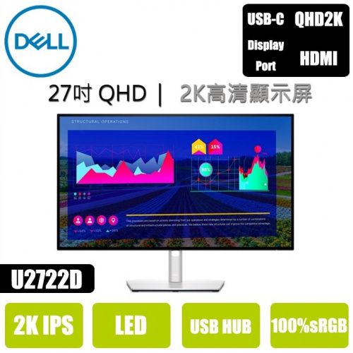 Dell UltraSharp 27 QHD 顯示器 U2722D