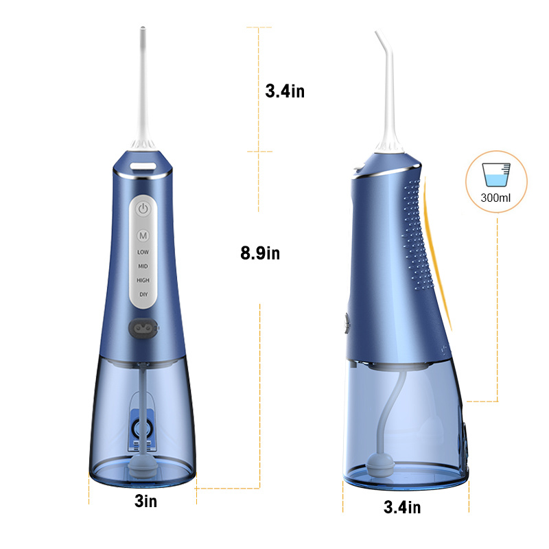 洗牙Oral Irrigator USB Rechargeable Floss Portable Dental 300 ml water tank cleaner IPX7 Waterproof WATER JET TEETH+6 ORAL Nozzles